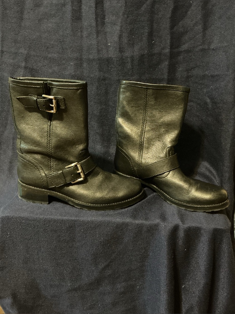 Women’s Black Leather Buckle Boots - Stylish Everyday Footwear